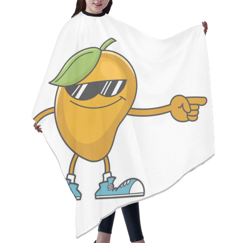 Personality  Mango Fruit Cartoon With Sunglasses Isolated On White Hair Cutting Cape