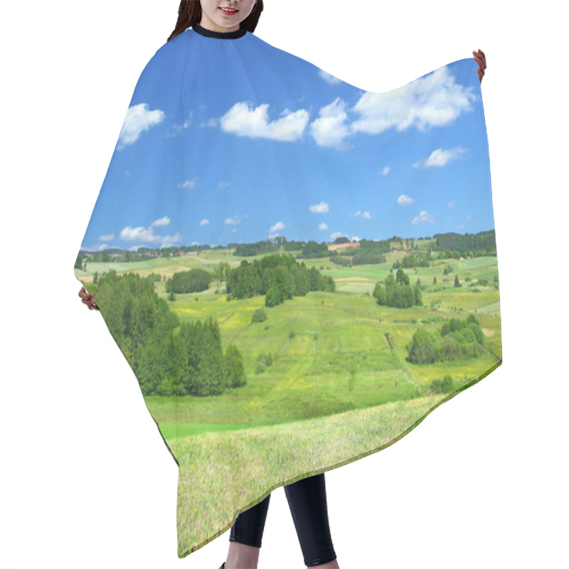 Personality  Summer Landscape With Cumulus Clouds Hair Cutting Cape