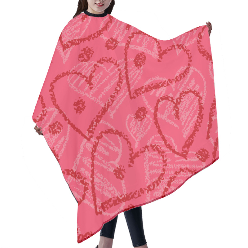 Personality  Pink Vector Seamless Background With Hand-drawn Hearts.  Hair Cutting Cape