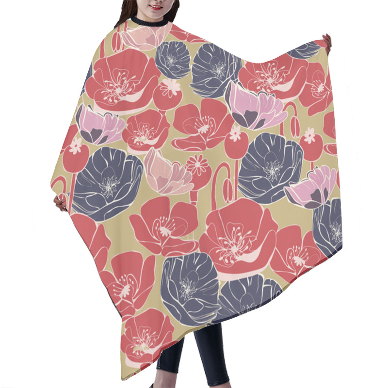 Personality  Vector Beautiful  Poppy Pattern Background  Hair Cutting Cape