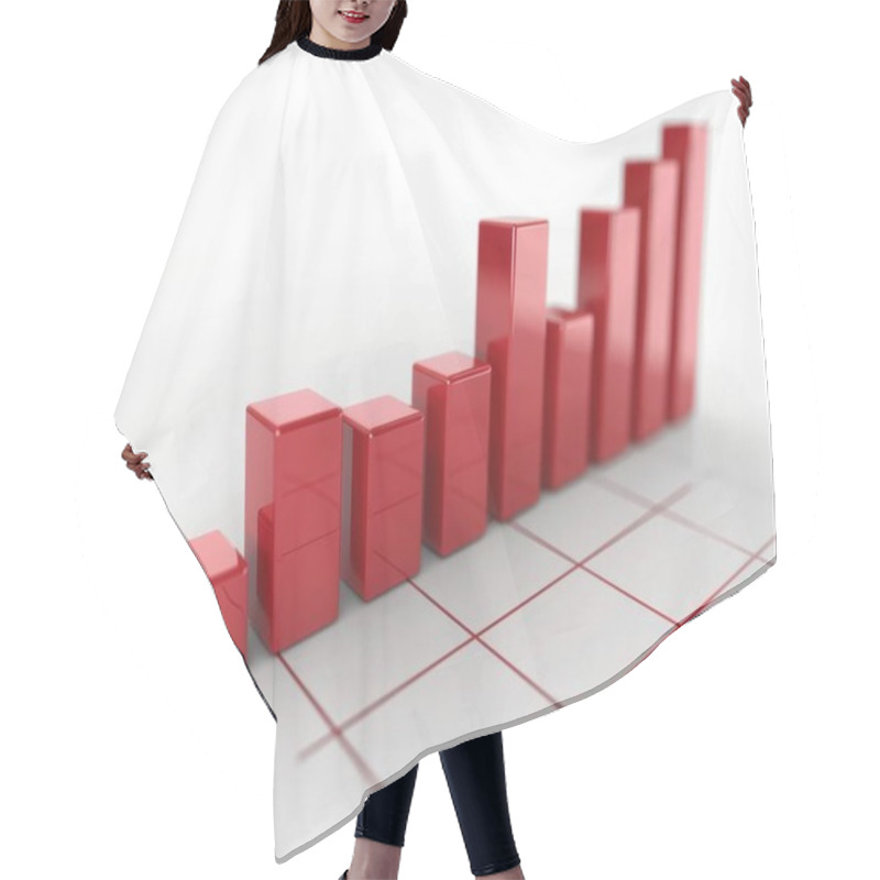 Personality  An Upward Trend Represented By Glossy Red Bar Graphs, Symbolizing Growth And Progress In Data Analysis. Hair Cutting Cape