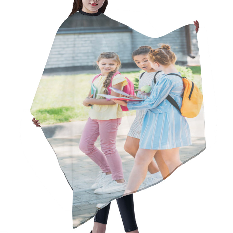 Personality  Group Of Happy Schoolgirls Walking Together After School Hair Cutting Cape