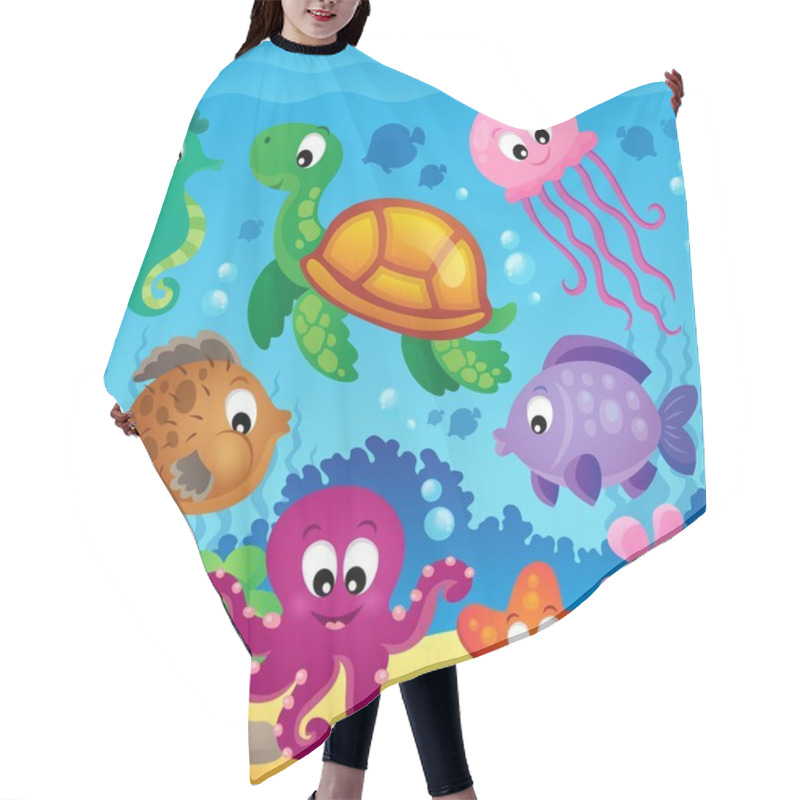 Personality  Image With Undersea Theme 7 Hair Cutting Cape