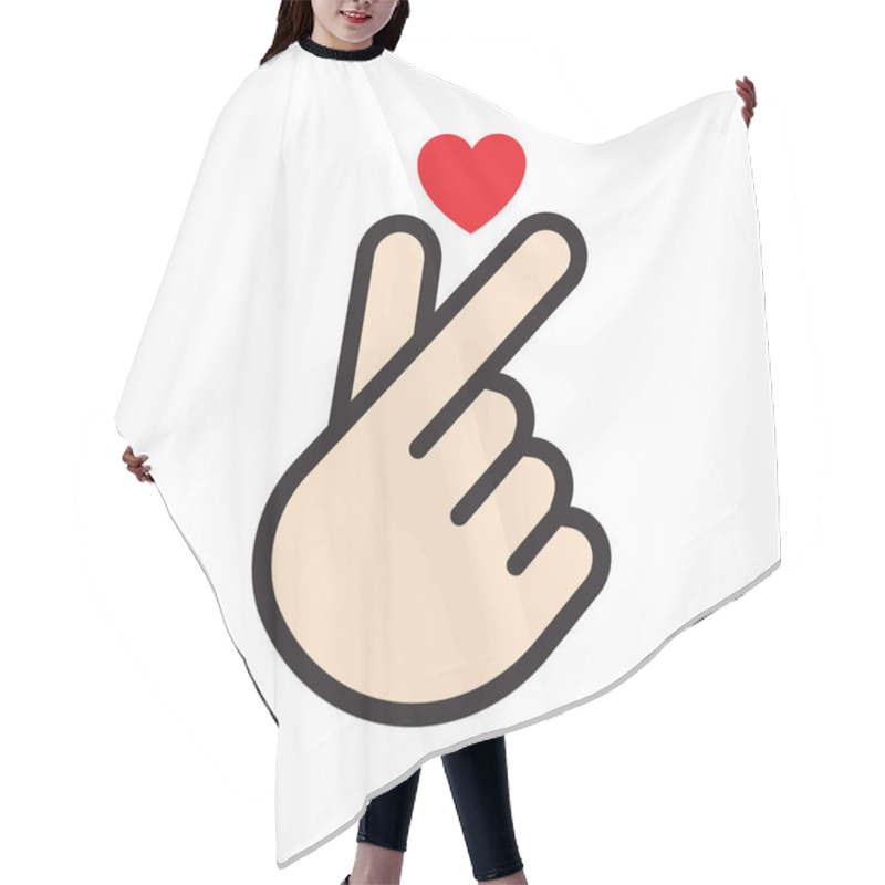 Personality  Korean Finger Heart Vector Illustration Hair Cutting Cape