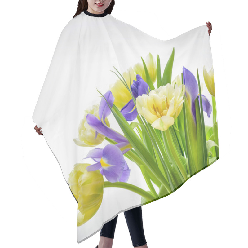 Personality  Spring Tulip Flowers Over White Hair Cutting Cape