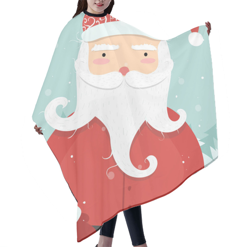 Personality  Jolly Cartoon Santa Clause, Winter Forest Background, Christmas  Hair Cutting Cape