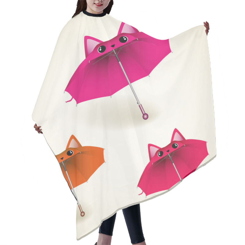 Personality  Set Of Kitty Umbrellas Hair Cutting Cape