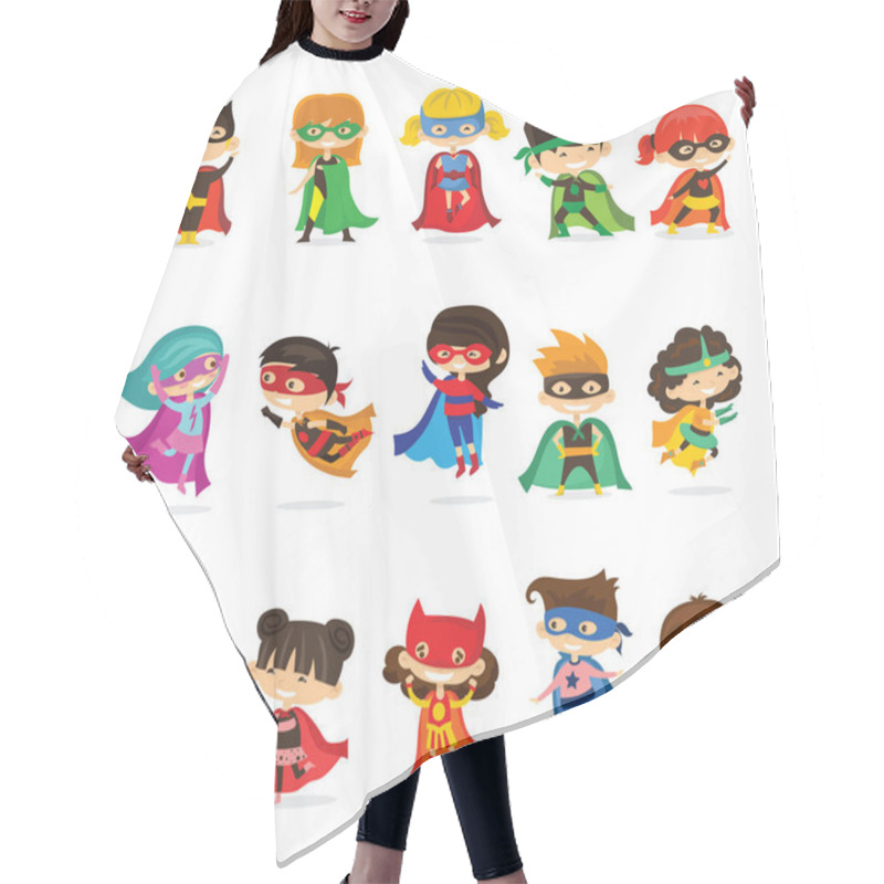 Personality  Cartoon Kids Superheroes Wearing Comics Costumes Hair Cutting Cape