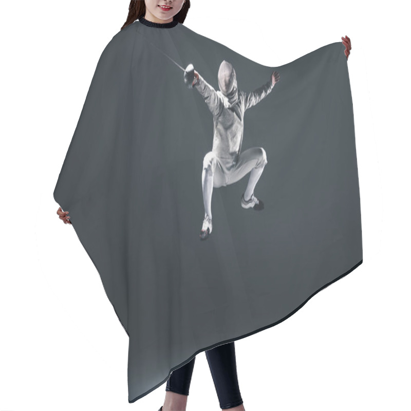 Personality  Professional Fencer With Rapier Hair Cutting Cape