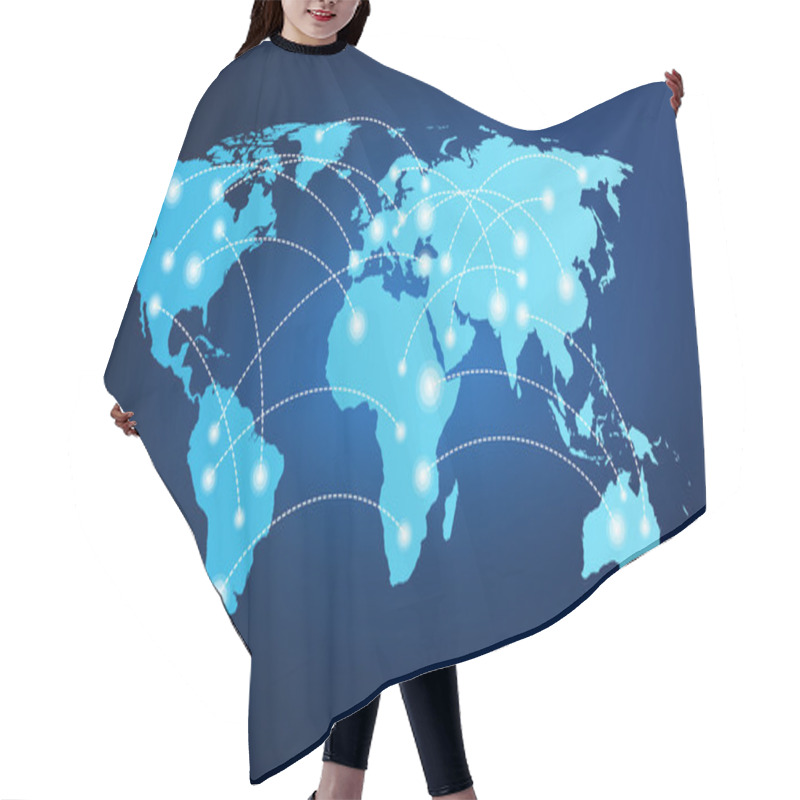 Personality  World Map With Global Connections Hair Cutting Cape