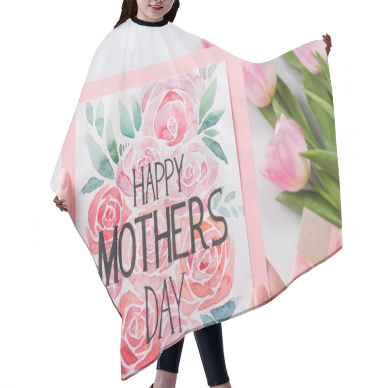 Personality  Tulips And Postcard In Hands Hair Cutting Cape