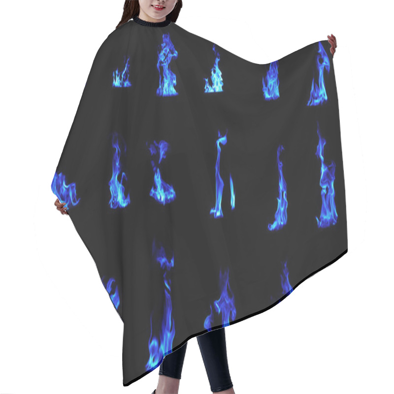 Personality  Blue Flame Compilation On Black Background Hair Cutting Cape