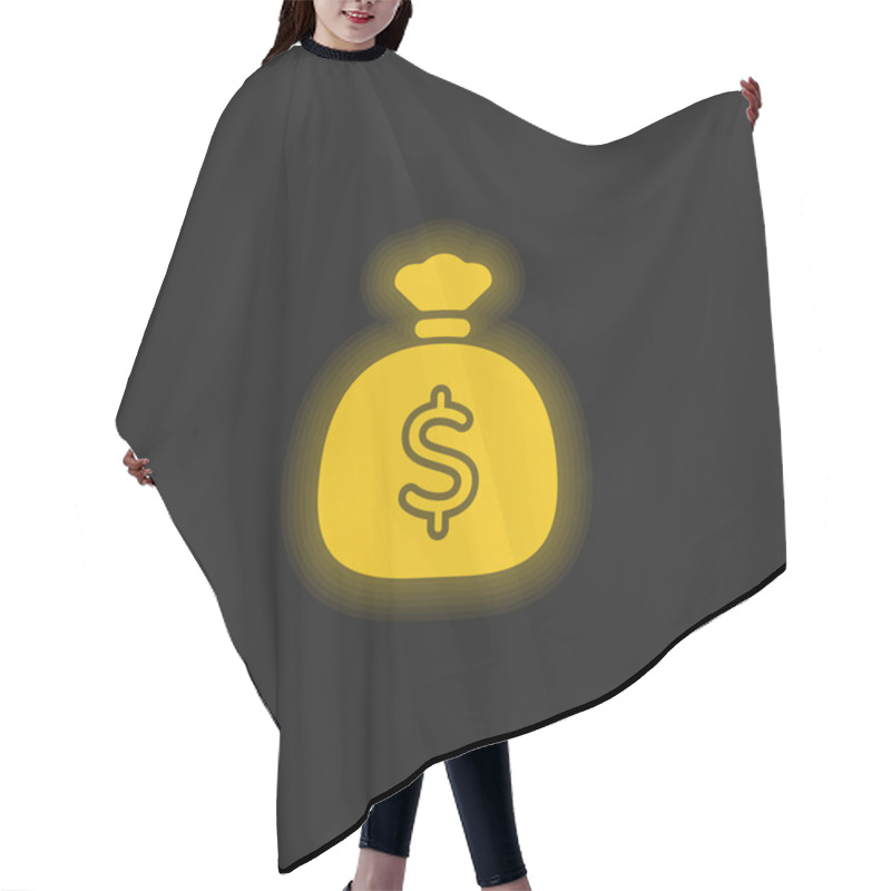 Personality  Big Money Bag Yellow Glowing Neon Icon Hair Cutting Cape