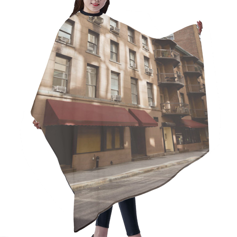 Personality  Low Story Stone Building With Balconies On Narrow And Cozy Street, New York City Architecture Hair Cutting Cape