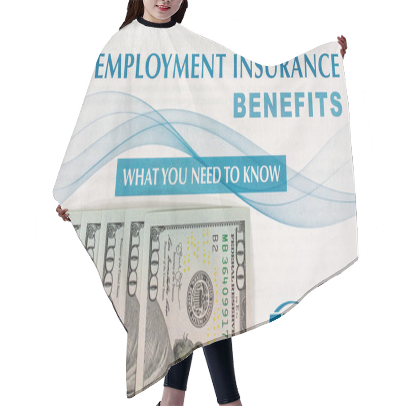 Personality  Unemployment Insurance Benefits Booklet. Extra 600 Dollars Of CARES Act Unemployment Benefit In 100 Dollar Bills - San Jose, California, USA - 2020 Hair Cutting Cape