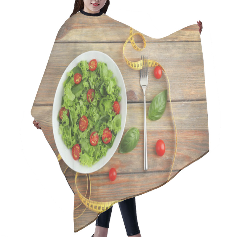 Personality  Fresh Salad And Measuring Tape  Hair Cutting Cape