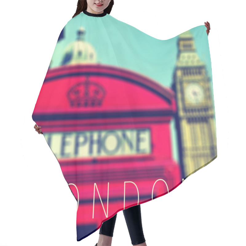 Personality  The Word London And A Red Telephone Booth And The Big Ben Hair Cutting Cape