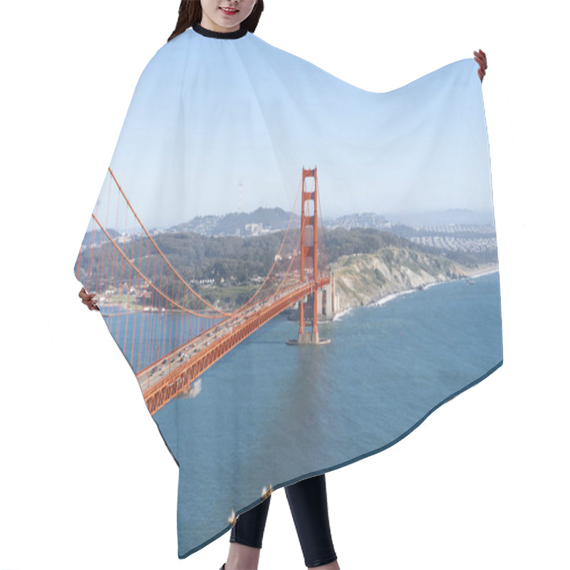 Personality  Golden Gate Bridge, Suspension Bridge Over The Golden Gate Strait. San Francisco Hair Cutting Cape