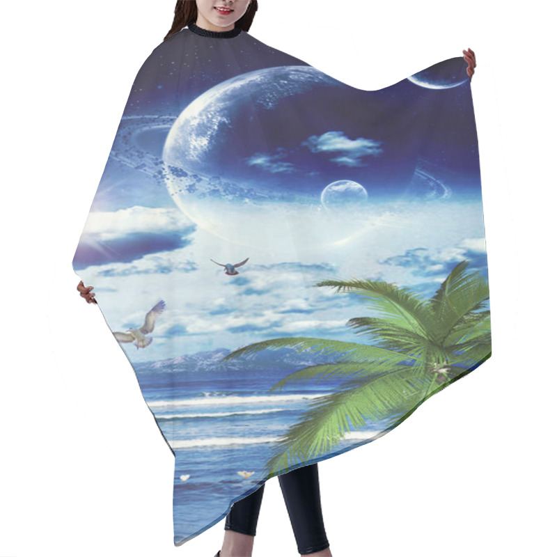 Personality  Illustration Of Tropical Dreamland Hair Cutting Cape