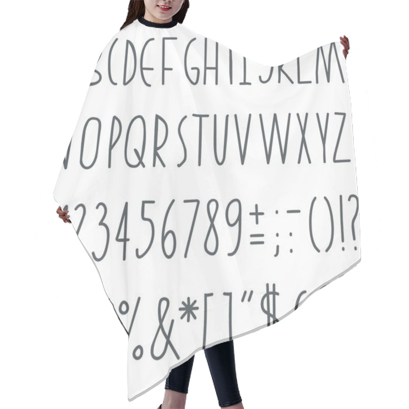 Personality  Simple Hand Drawn Gray Letters And Numbers On White Background Education Set Hair Cutting Cape