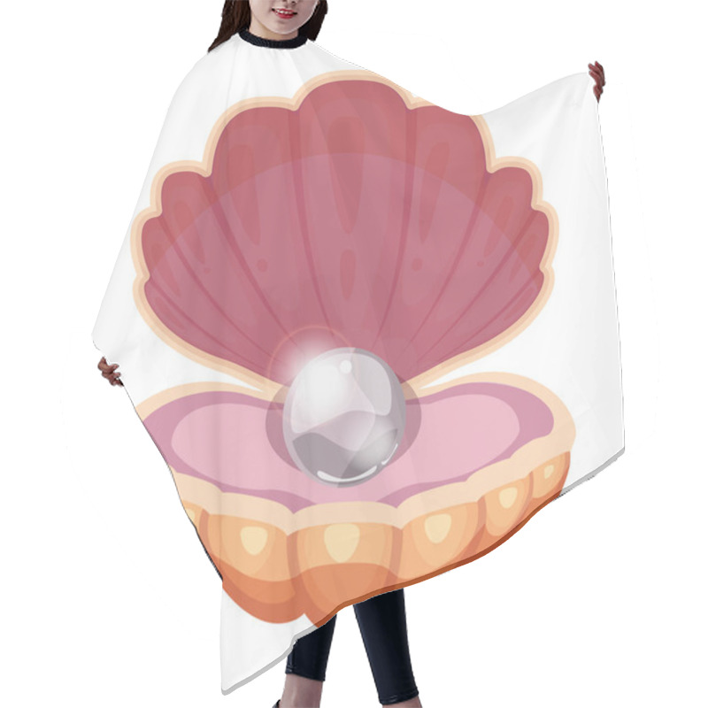 Personality  Beautiful Ocean Shell With A Brilliant Pearl. Jewelry. Cartoon Style. Vector, Illustration, Template, Isolated, White Background. Hair Cutting Cape