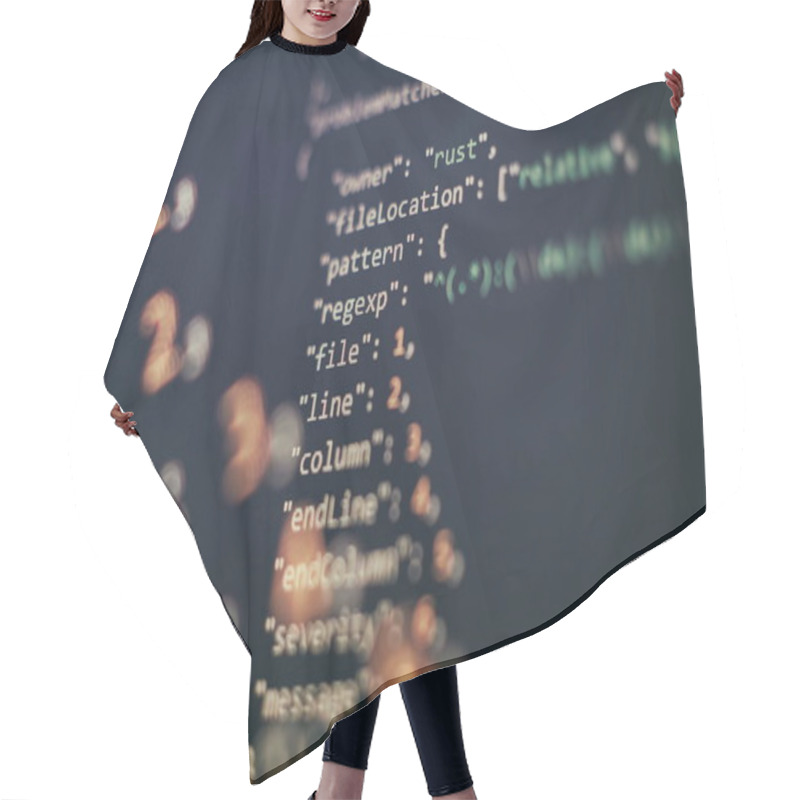 Personality  IT Business. Python Code Computer Screen. Mobile Application Design Concept. Hair Cutting Cape