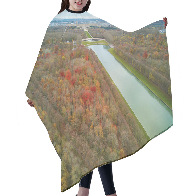 Personality  Aerial Scenic View Of Grand Canal In The Gardens Of Versailles Near Paris, France Hair Cutting Cape