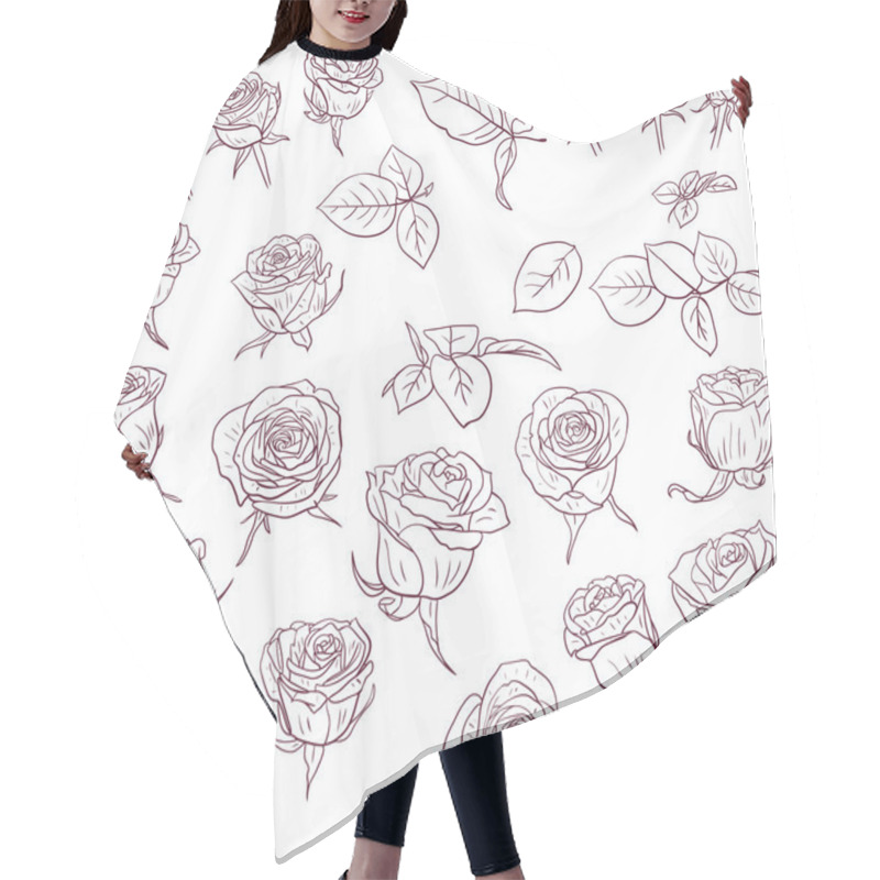 Personality  Set Of Linear Drawing Roses Hair Cutting Cape