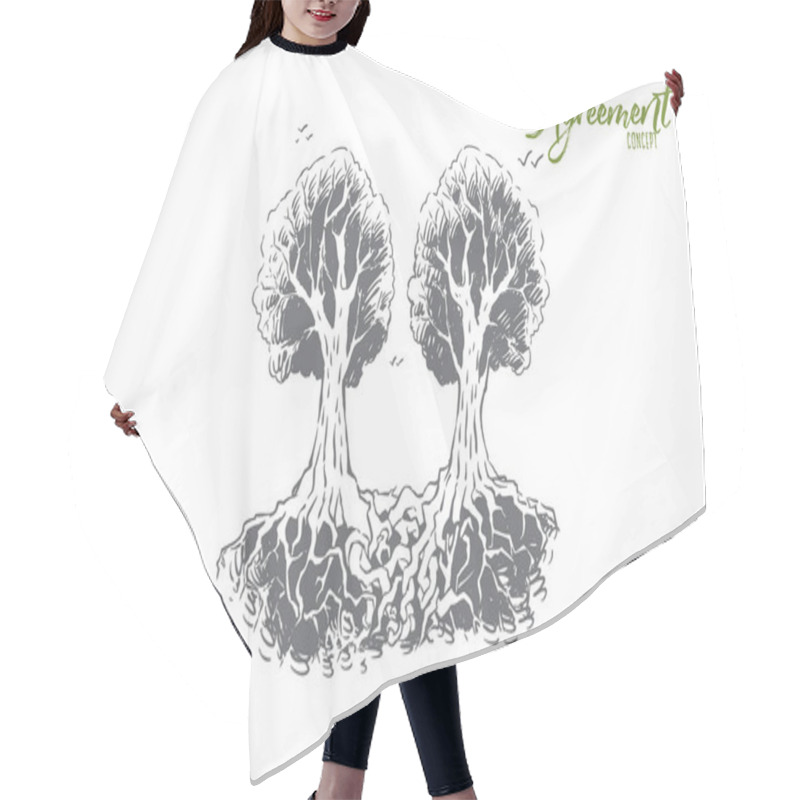 Personality  Intertwined Tree Roots, Inseparable Objects, Forever Together Metaphor Hair Cutting Cape