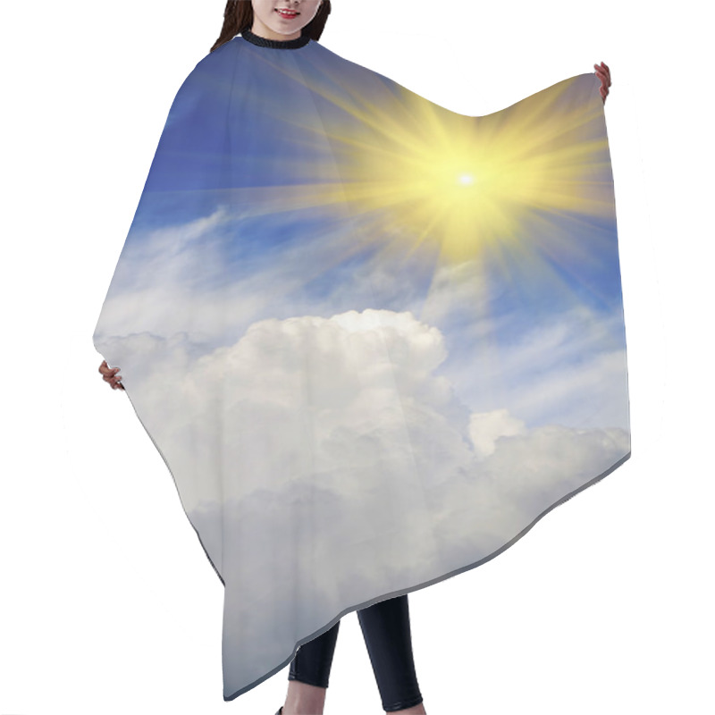 Personality  Sun Shining In Sky With Puffy Clouds Hair Cutting Cape