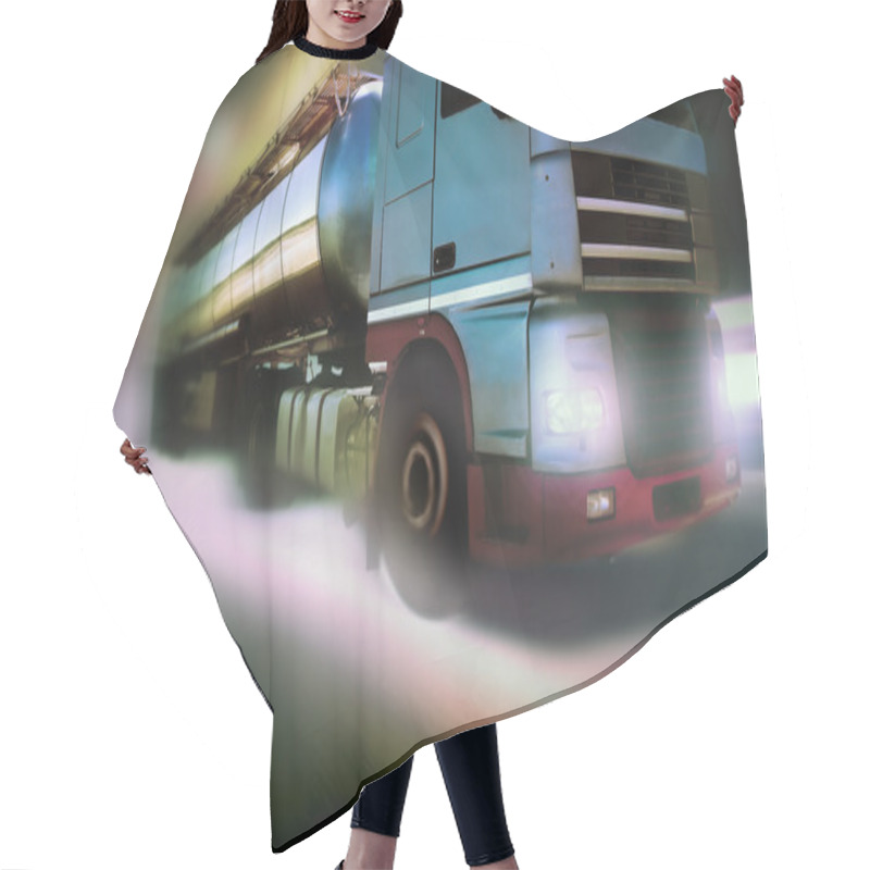 Personality  Truck Driving On Country-road Motion Hair Cutting Cape