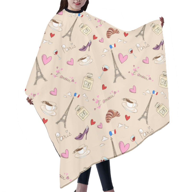 Personality  Paris Seamless Pattern Hair Cutting Cape