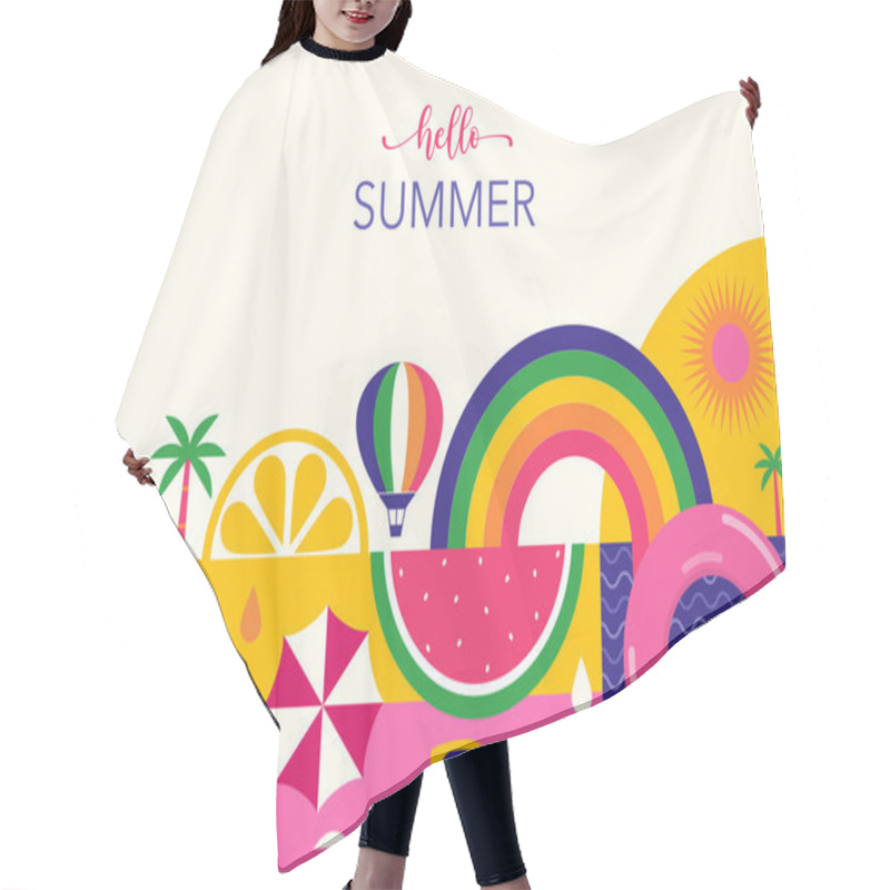 Personality  Colorful Geometric Summer Background, Poster, Banner. Summer Time Fun Concept Design Promotion Vector Design Hair Cutting Cape