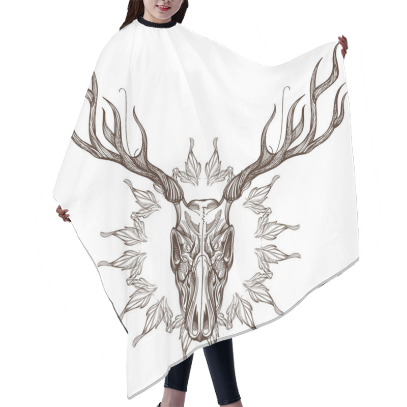 Personality  Sketch Of Deer Skull Hair Cutting Cape