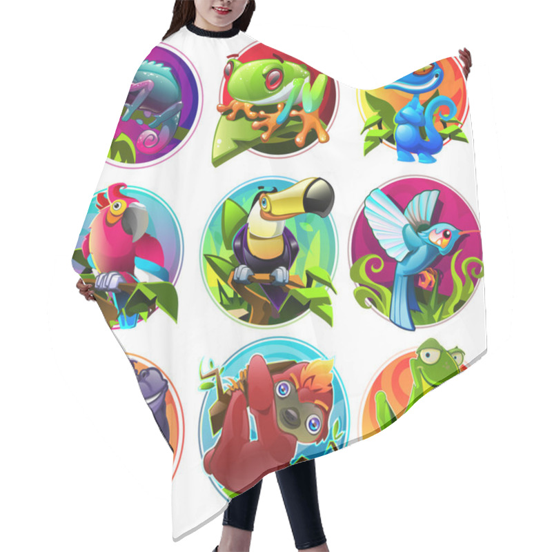 Personality  Cartoon Tropical Animals Hair Cutting Cape