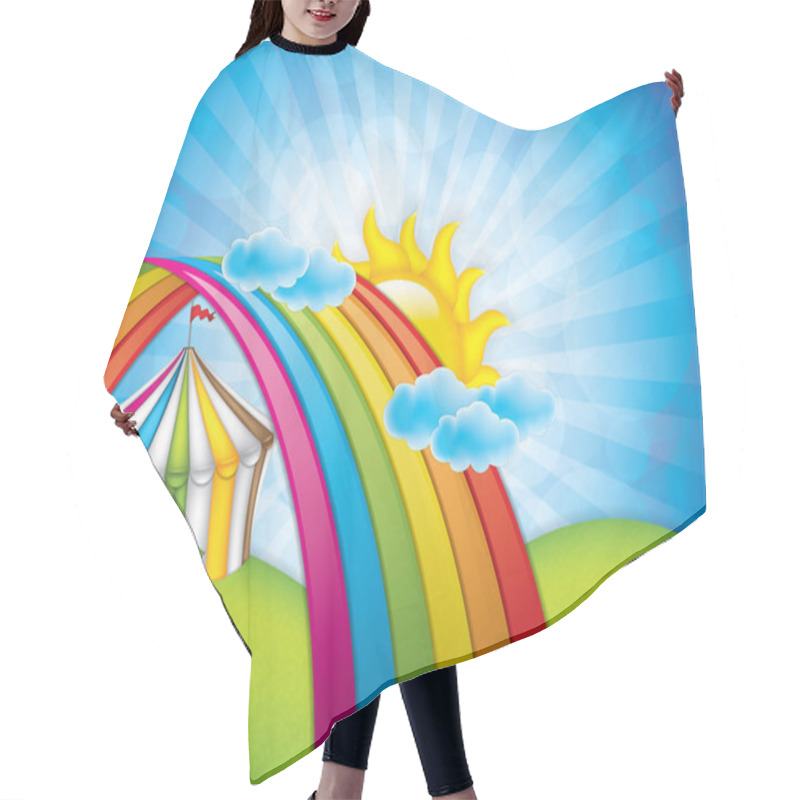 Personality  Spring Concept With Striped Circus Tent Hair Cutting Cape