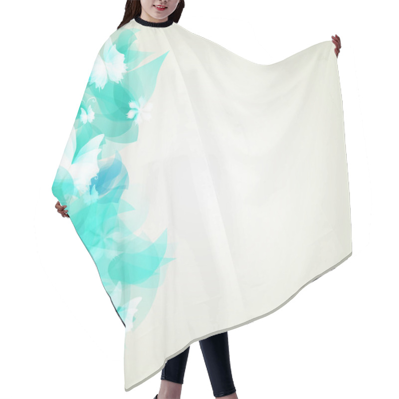 Personality  Bright Background With Light Blue Abstract Flowers Hair Cutting Cape