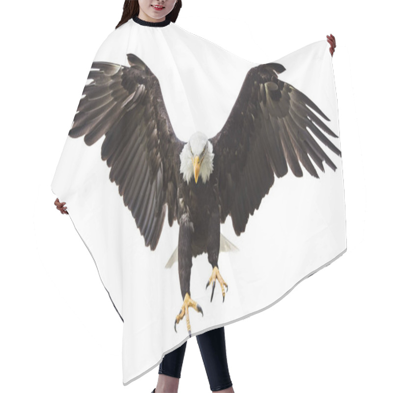 Personality  Bald Eagle Flying With American Flag Hair Cutting Cape