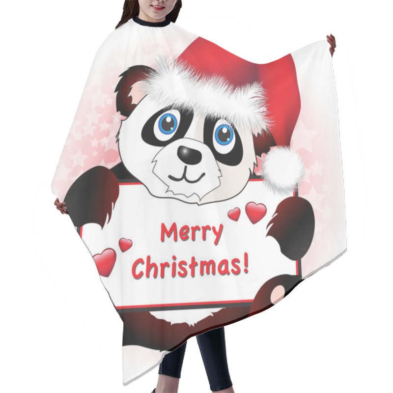 Personality  Christmas Panda With Heart Banner Hair Cutting Cape