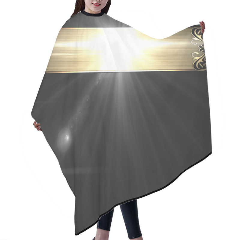 Personality  Black Background With Golden Plate And Gold Trim Hair Cutting Cape