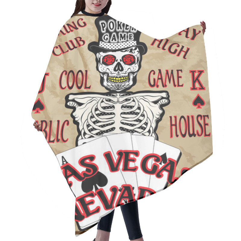 Personality  Skeleton Gambler With Poker Cards, Vector Illustration Hair Cutting Cape