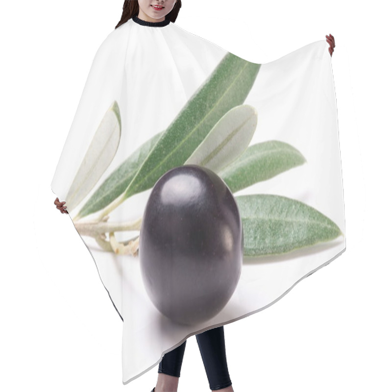 Personality  Ripe Black Olive With Leaves. Hair Cutting Cape