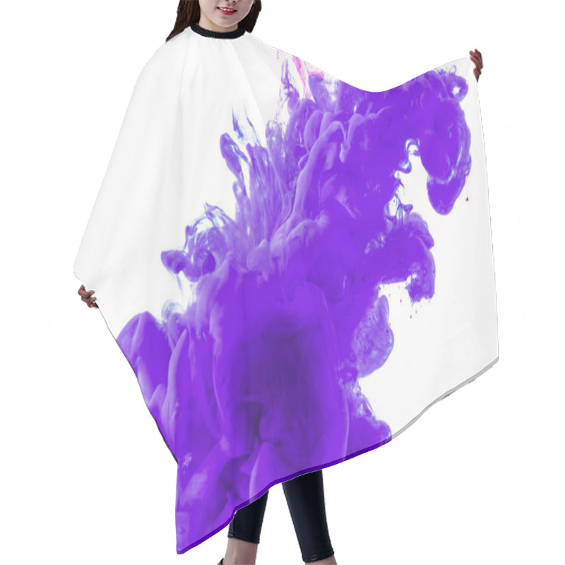 Personality  Creative Design With Purple Paint Flowing In Water, Isolated On White Hair Cutting Cape