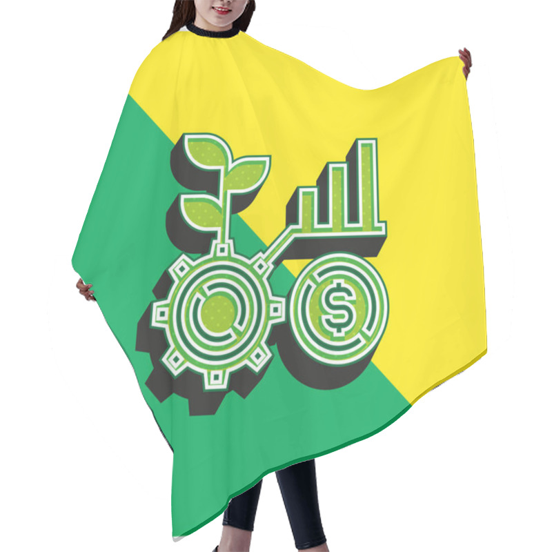 Personality  Benefit Green And Yellow Modern 3d Vector Icon Logo Hair Cutting Cape