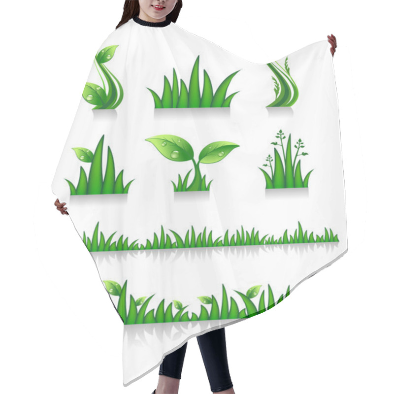 Personality  Set Of Green Grass Hair Cutting Cape