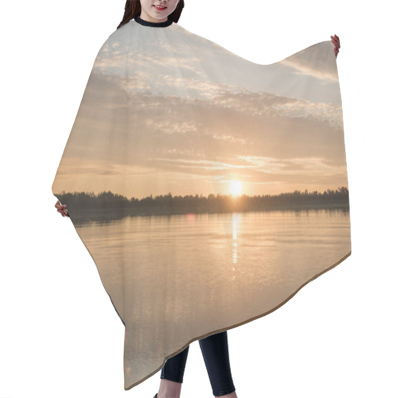 Personality  Beautiful Sunset Over The Lake Hair Cutting Cape