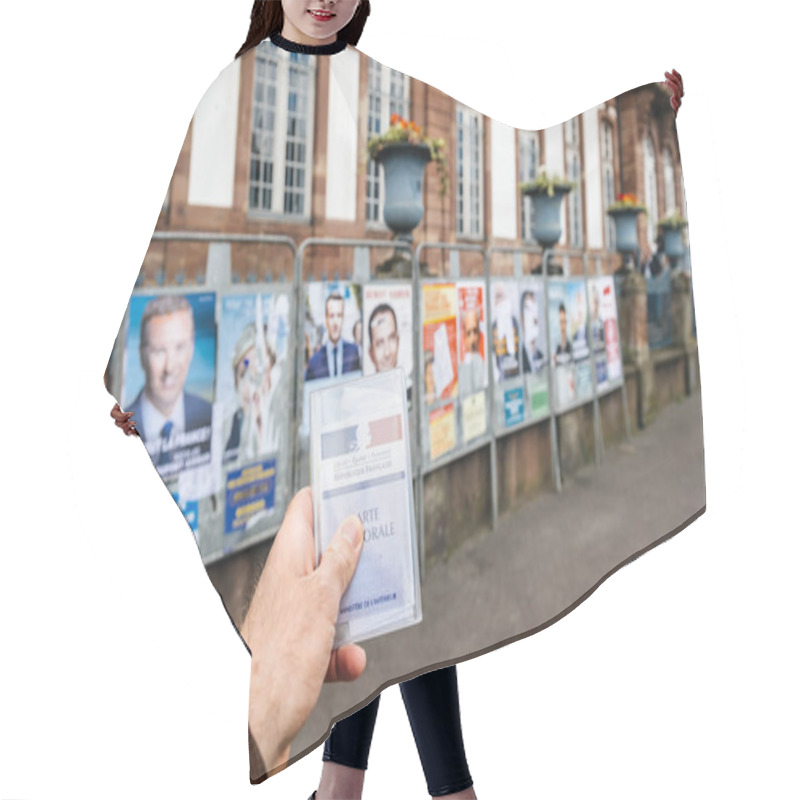 Personality  French Voter Registration Card Held In Front Of All Candidates F Hair Cutting Cape