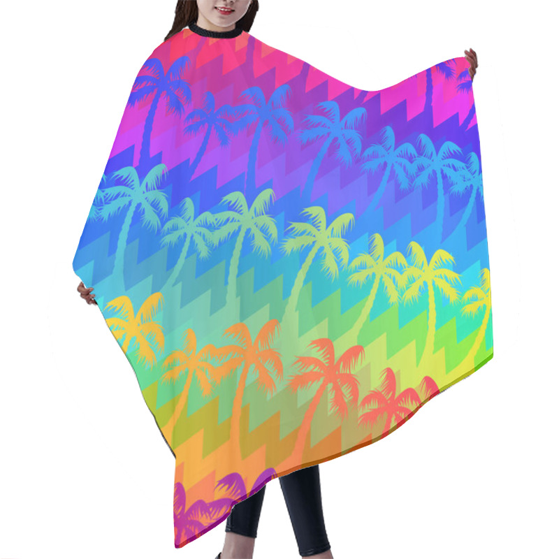 Personality  Tropical Rainbow Palm Trees Seamless Pattern Hair Cutting Cape