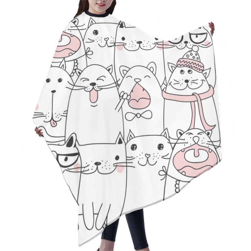 Personality  Cute Cartoon Doodle Cats Hair Cutting Cape