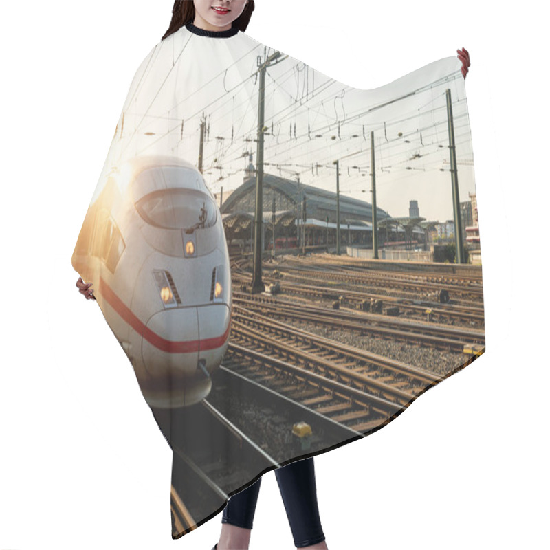 Personality  Electric InterCity Express Train In Cologne, Germany In A Summer Hair Cutting Cape